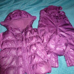 Baby Gap Burgundy Snowsuit Set 12–18M Puffer Jacket & Snow Bib ❄️ Cozy Warm